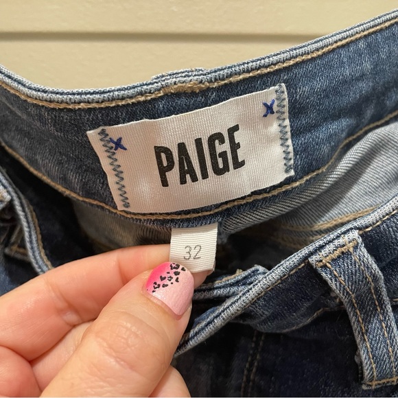 PAIGE Hoxton Crop Side Leopard Stripe Jeans Size 32 - Picture 9 of 10